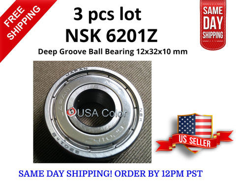 LOT OF 3 new NSK 6201Z Deep Groove Ball Bearing 6201 Z MADE IN JAPAN 12x32x10mm