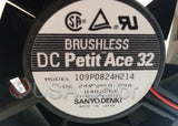 SANYO DENKI BRUSHLESS FAN DC  PETIT ACE 32  24V .09A MODEL 109P0824H214