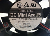 SANYO DENKI BRUSHLESS FAN DC MINI ACE 25  24V .12A MODEL 109P0924H426