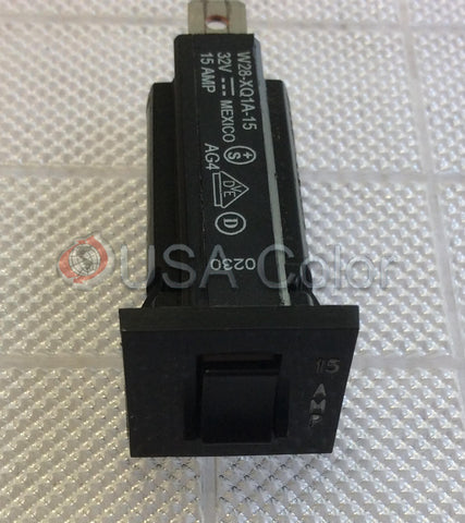 FUJI BREAKER W28-XQ1A-15 32V 10 AMP PART 128FA068 MINILAB