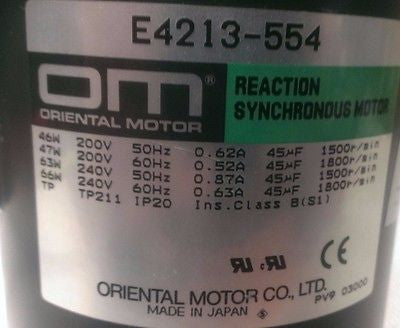 NORITSU I041963 ORIENTAL MOTOR E4213-554 REACTION SYNCHRONOUS