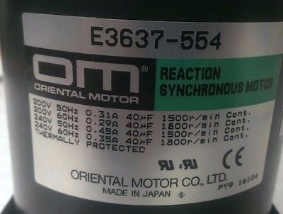 NORITSU I041849 ORIENTAL MOTOR E3637-554 REACTION SYNCHRONOUS